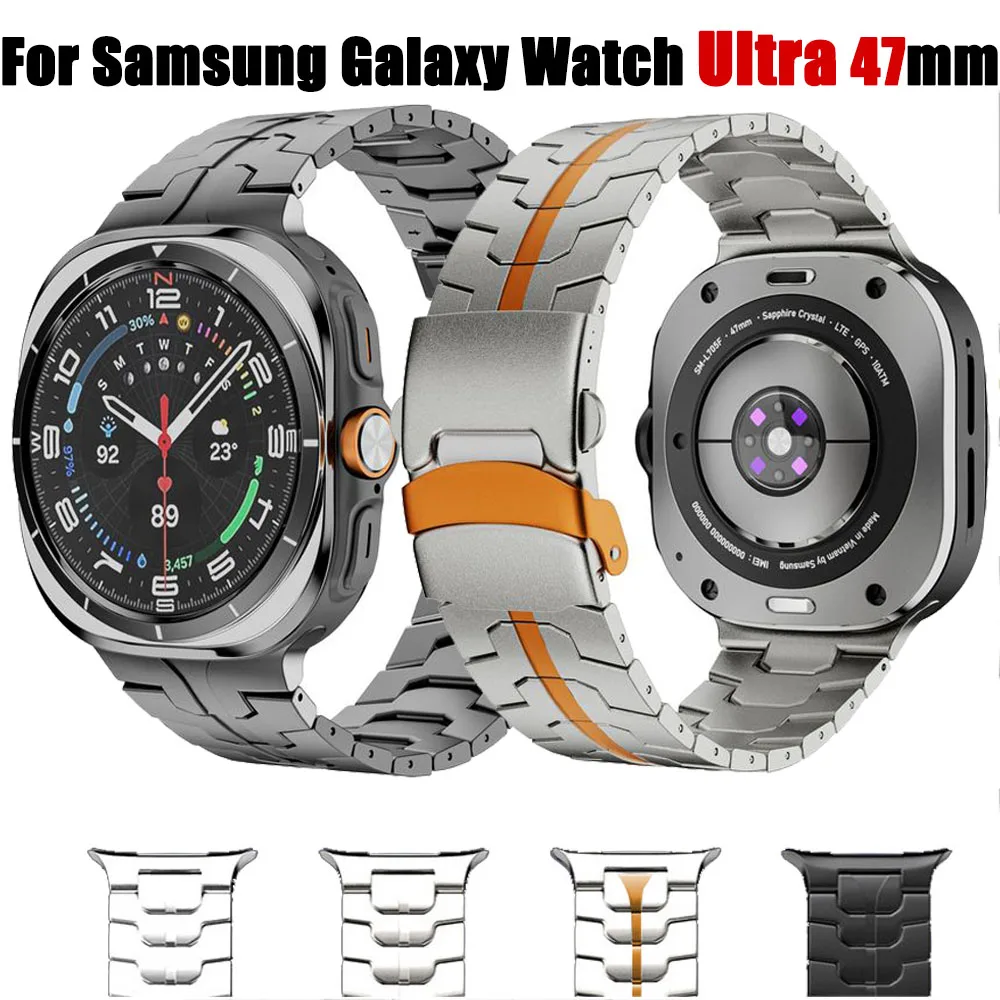 Roestvrij staal geen gaten band voor Samsung Galaxy Watch 7 Ultra 47 mm metalen vouwgesp vervangende horlogeband armband Correa