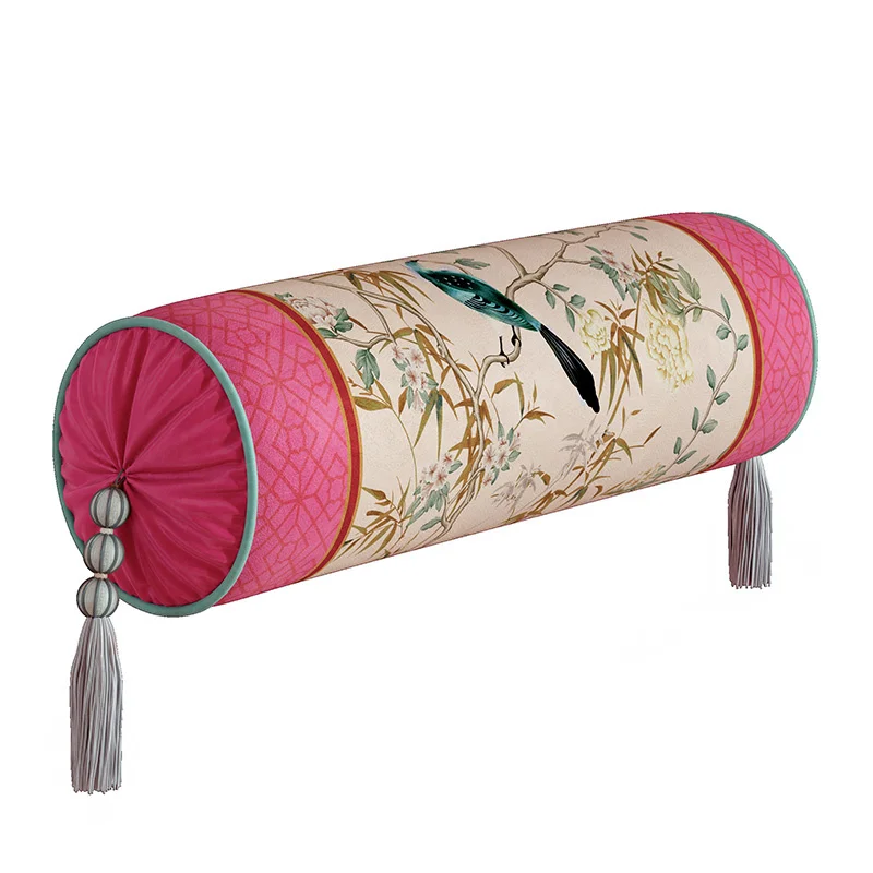 

Luxury Velvet Round Pillowcase Cervical Neck Arm Roll Bolster for House Home Decor Cylindrical Pillow Cushion Chinese Style Cute