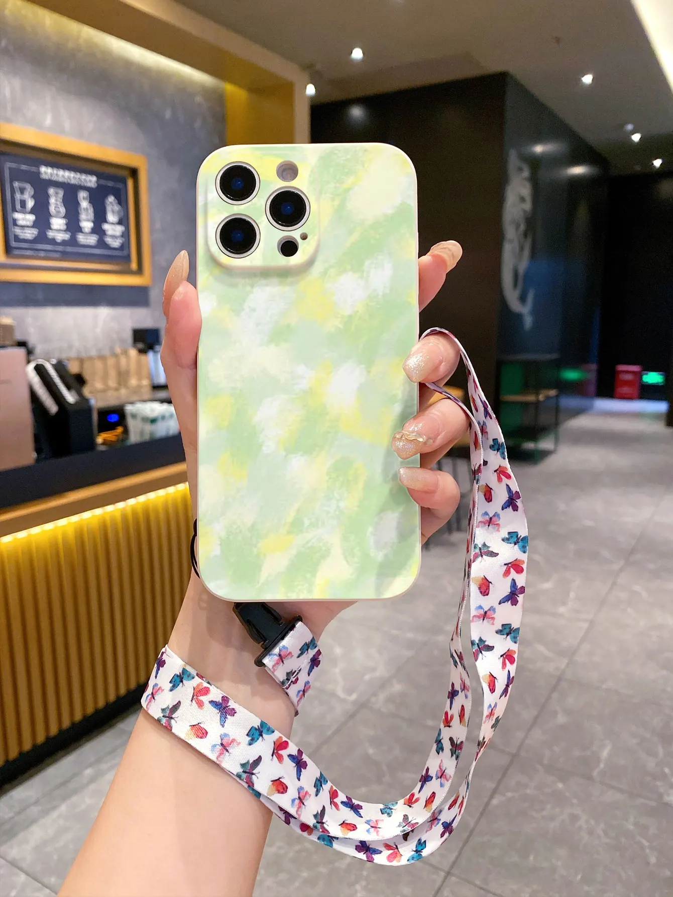 White TPU Phone Case White Butterfly Patterned Long Rope For iPhone 17 16 15 14 Plus13 12 11 Pro Max XR X S 7 8 SE Back Cover