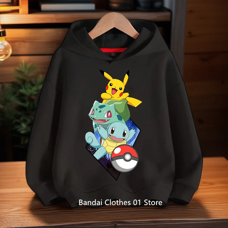 New Cartoon Cute Manga Japanese Anime Pokemon Hoodie Kids Children Sweatshirts Kids Pikachu Clothes Tops Boys Girls Baby Hoody