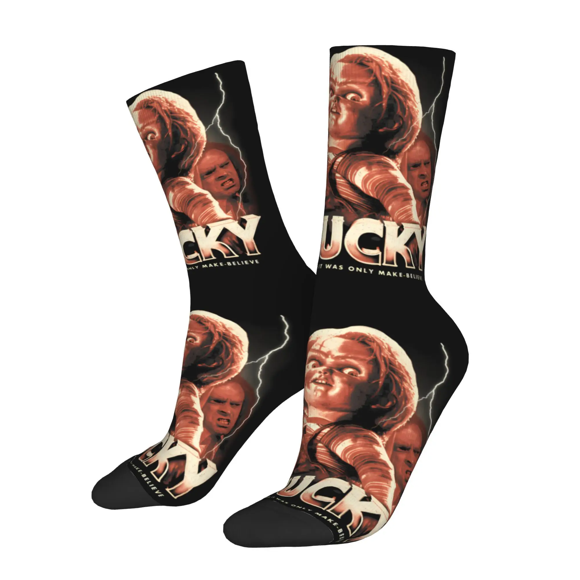 

Funny Crazy Sock for Men Horror Doll Harajuku Pattern Printed Crew Sock Novelty Gift