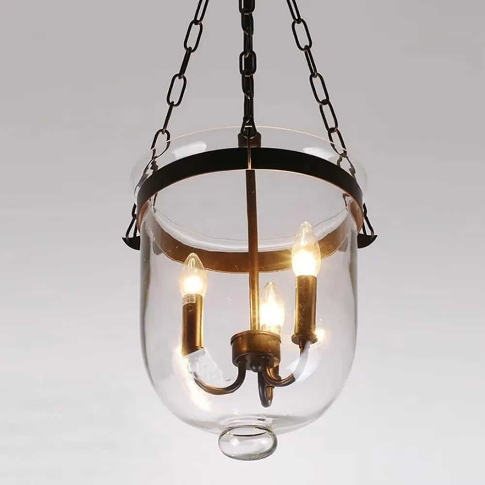 Retro American Country Loft Iron Pendant Lamp Glass Bucket Mediterranean Bar Warehouse Light Pendant E14 Lighting Fixture