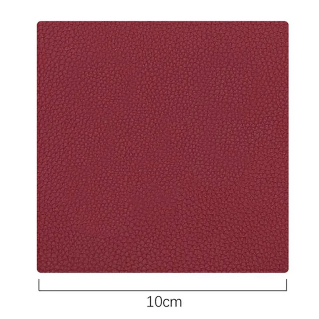 Double Side Cup Holder PU Leather Square Coaster Reusable Cup Mat for Home Office Desk and Counter