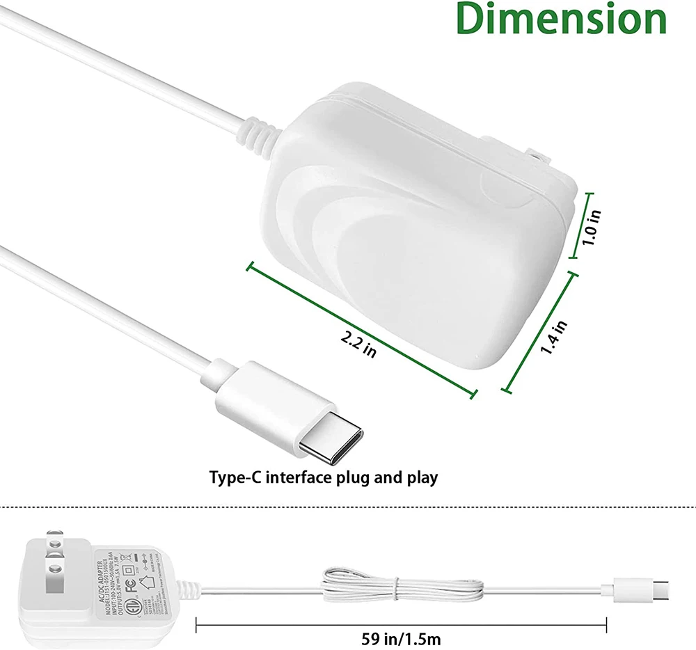 ประเภท C และไมโคร USB Wall Charger สีขาวสายไฟ5 V 1.5A US Adapter สำหรับ Android DC 5โวลต์อุปกรณ์