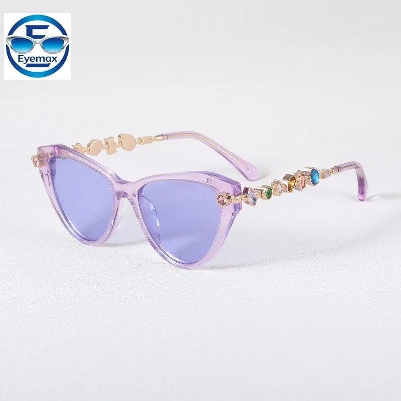 Women Luxury Rhinestone Cat Eye Sunglasses Vintage Tortoiseshell Frame UV400 Protection Fashion Diamond Sun Glasses Shades
