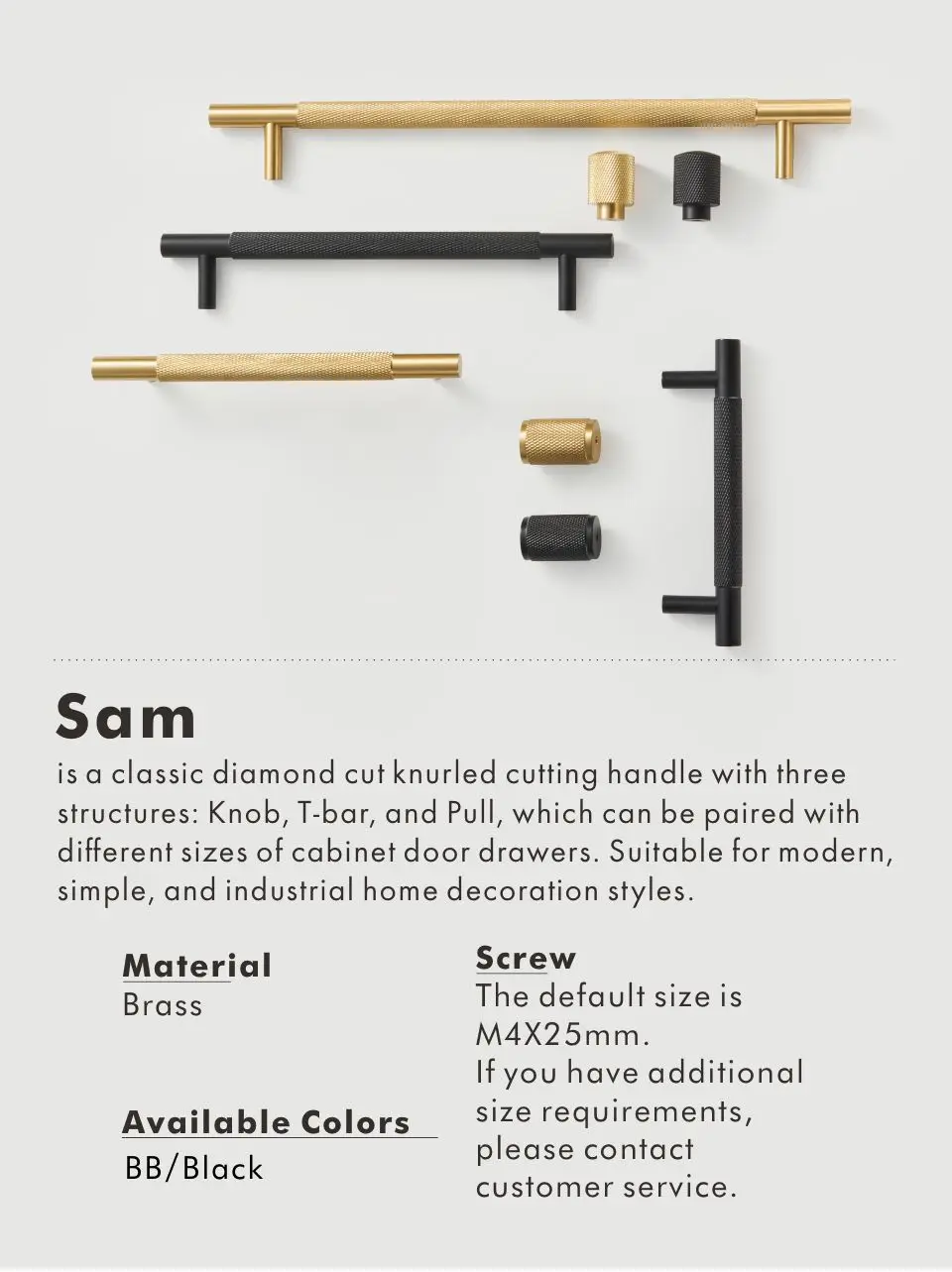 Nurlin Brass Diamond-cut Cross Knurl Pattern Gold Black Kitchen Cabinet Handles Wardrobe Pull T-bar Knobs 500mm Long Available