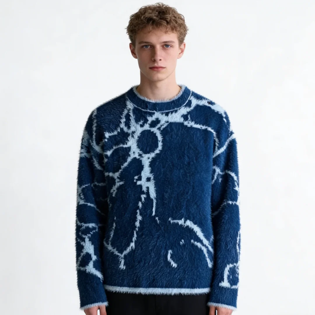 

Oversized Hip Hop Gothic Printed Hoodie Men Women New Punk Harajuku Woolen Knitted Street Sweater For Autumn