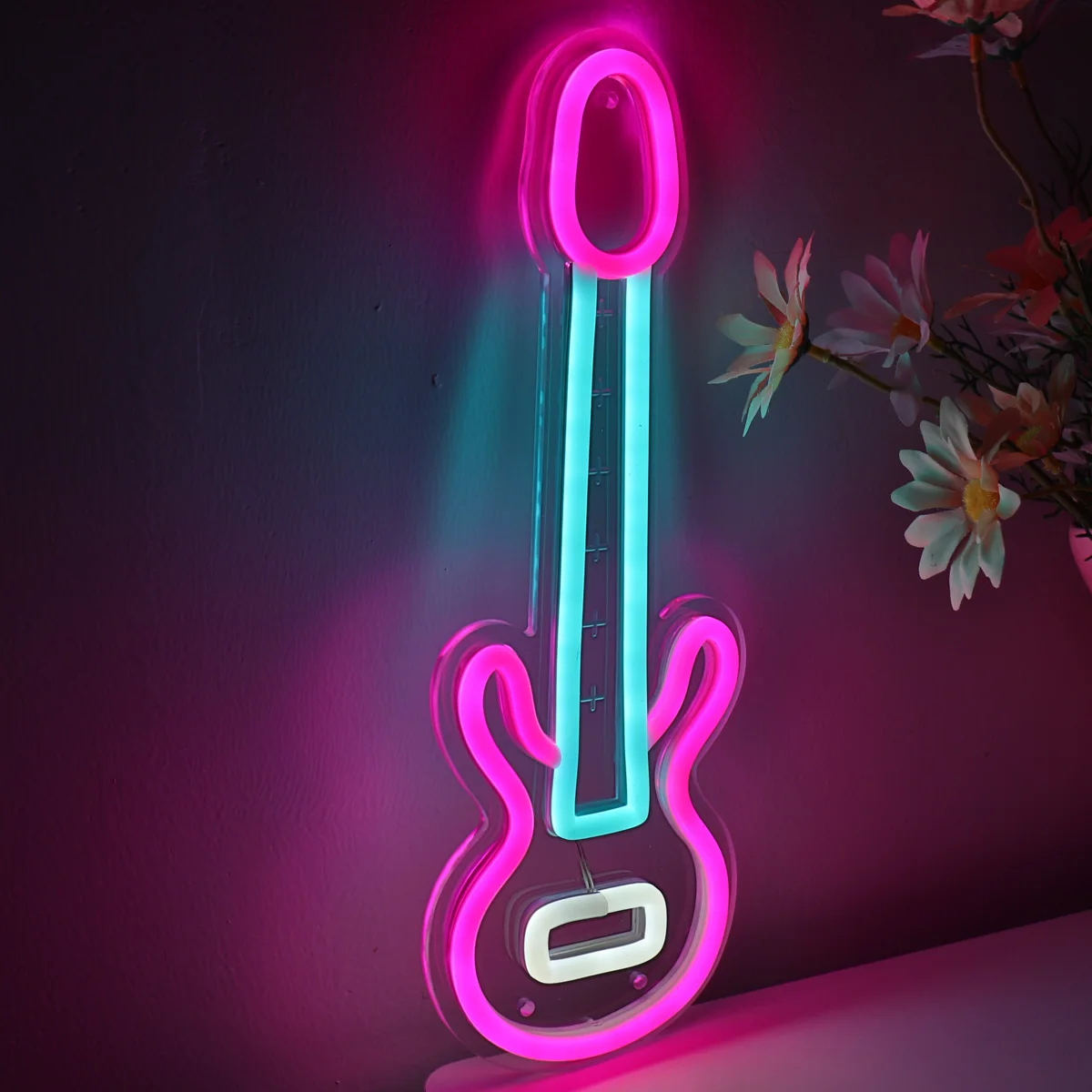 

1PC Creative Bass Guitar LED Wall Neon Art Sign Light For Room Party Pub Club Music Show Studio Decoration 4.41''*12.72''