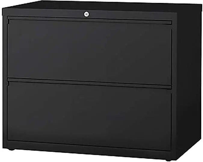 870395 Commercial 36 Wide 2-Drw Lat File Cabinet, Black