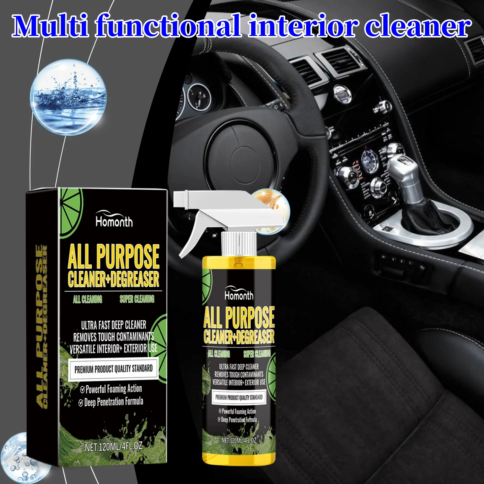 

Cacle Multifunctional car upholstery cleaner car upholstery seat waterless wash powerful de-greasing cleaner universal