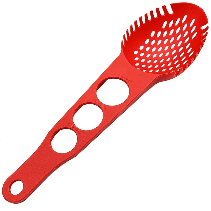 Nylon Spaghetti Server Non-Stick Pasta Fork Slotted Spoon Food Strainer with Spaghetti Measure Tool Strainer Ladle