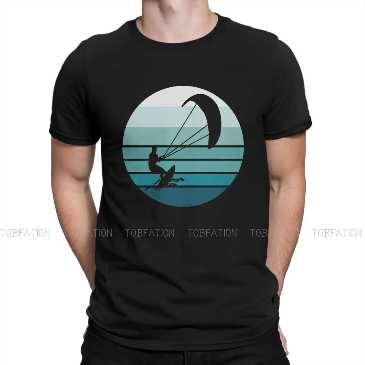 Retro Kiteboarder Graphic TShirt Kitesurfing Kiteboarding Flysurfing Kite Style Streetwear Comfortable T Shirt Male