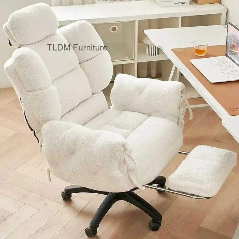 

Adjustable Backrest Velvet Office Chair for Bedroom Nordic Lazy Lift and Swivel Chairs Comfortable Office Chairs for Gaming Room