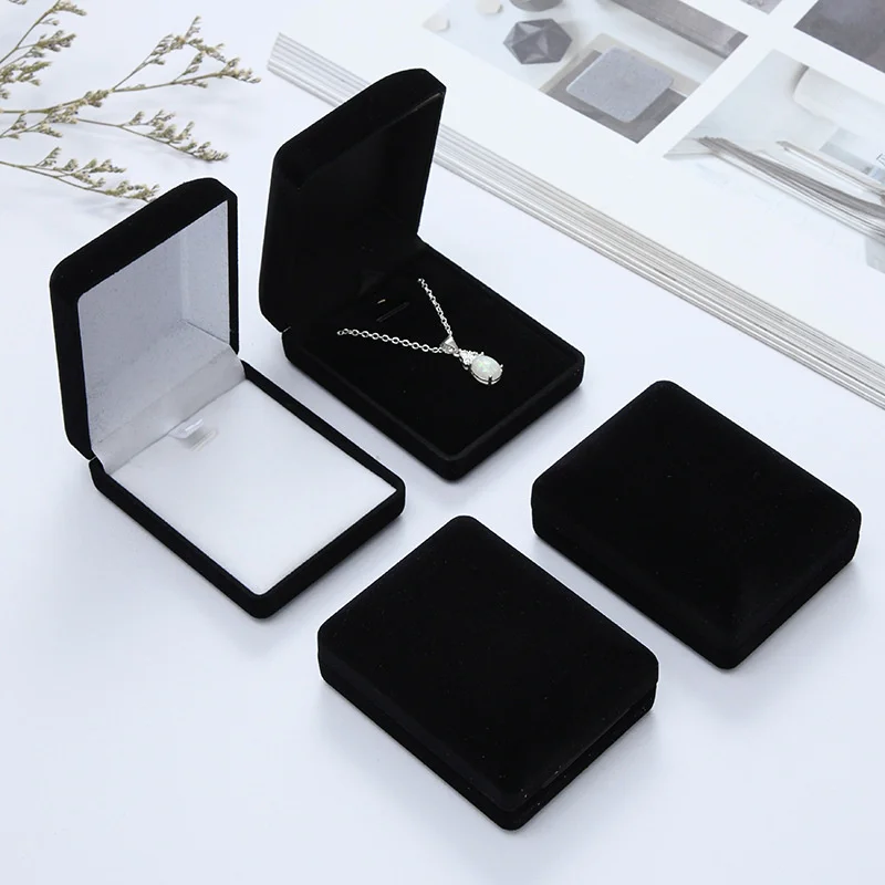 Wholesale High-grade Velvet Necklace Pendant Jewelry Box Earrings Brooch Storage Packaging Box Jewelry Organizer Accessories