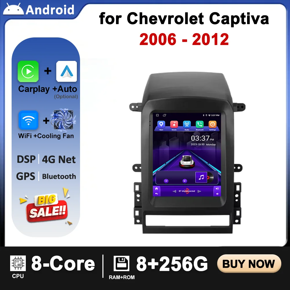 9.7 inch Car Radio for Chevrolet Captiva 2006 -2012 Android OS Multimedia 4G GPS Navigation Stereo DSP Carplay No 2Din Player