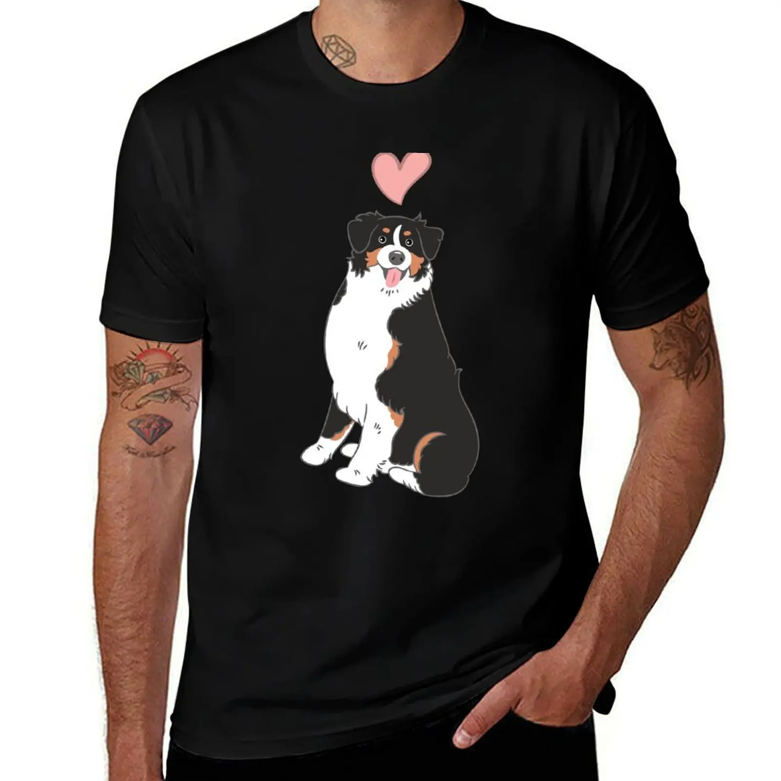

LOVE Black Tricolor Australian Shepherd T-Shirt Quick Dry Travel T-Shirt