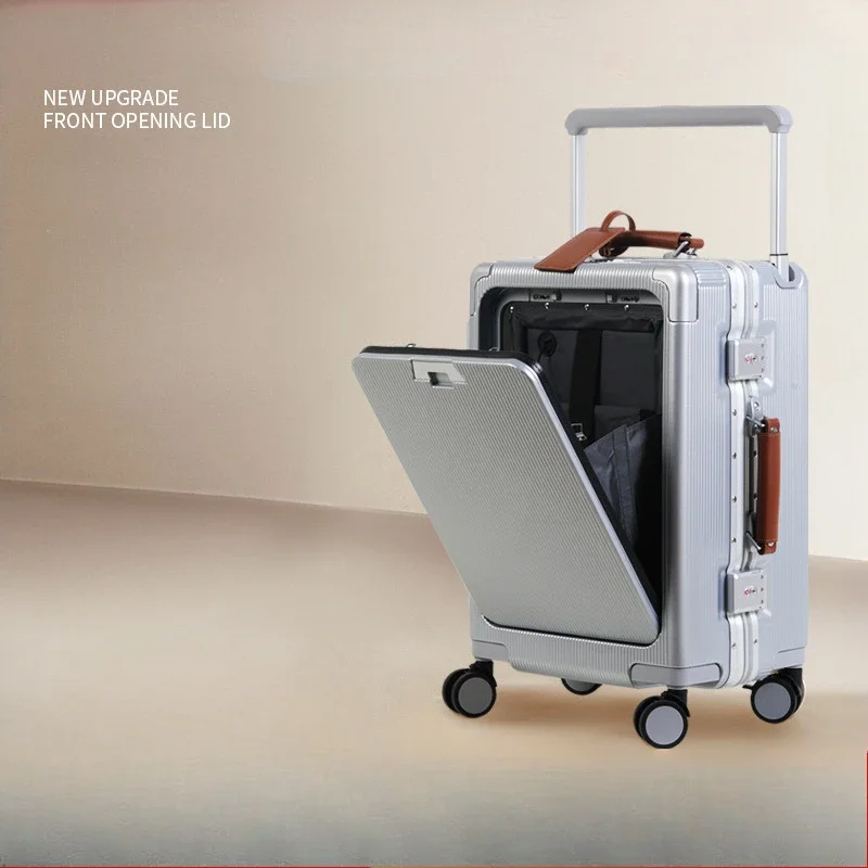 Bagage met wielen Opening aan de voorkant Multifunctioneel aluminium frame Trolleykoffer Koffer Combinatieslot Reiskoffer op wielen