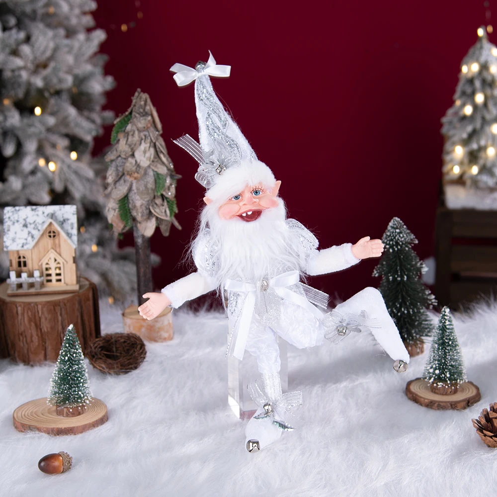 2026 New Custom Christmas Elves With Wreath Hanging Decoration Elf Home Party Wall Pendants Ornaments Christmas Plush Elf Dolls