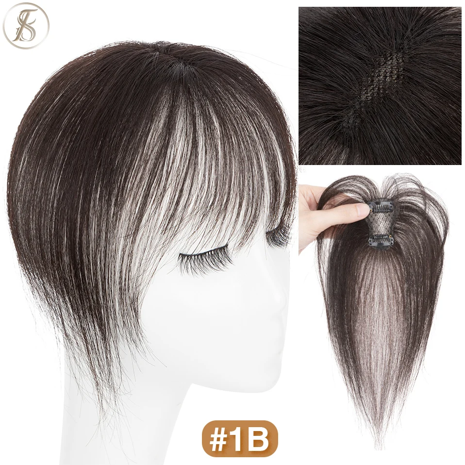 TESS Naturhaar-Pony, 3D-Fransen, 10 g, Echthaar, unsichtbare Clip-in-Haarverlängerung mit Schläfen, Haarspange, natürlicher Pony für Frauen – Detail 7