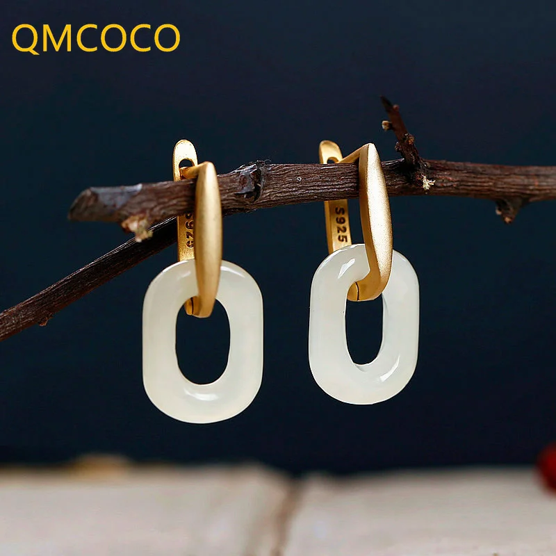 QMCOCO новый стиль Hetian нефритовые овальные серьги ювелирные изделия для невесты очаровательные женские модные классические элегантные аксессуары для свадебной вечеринки Подарки
