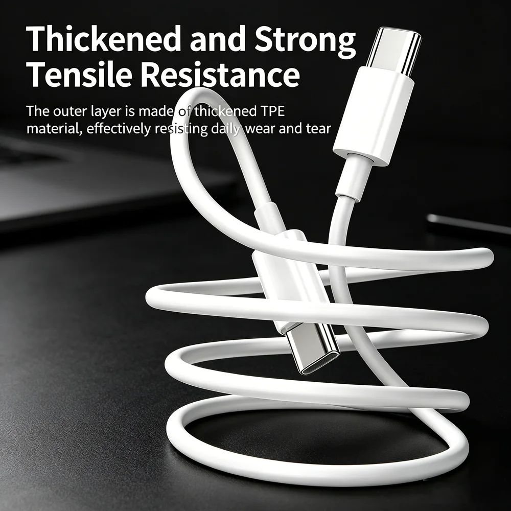 USB-C to USB-C 2M Charging & Data Cable 1Pack, Dual Type-C Fast Sync Cord for Phone Tablet Car Charging Use