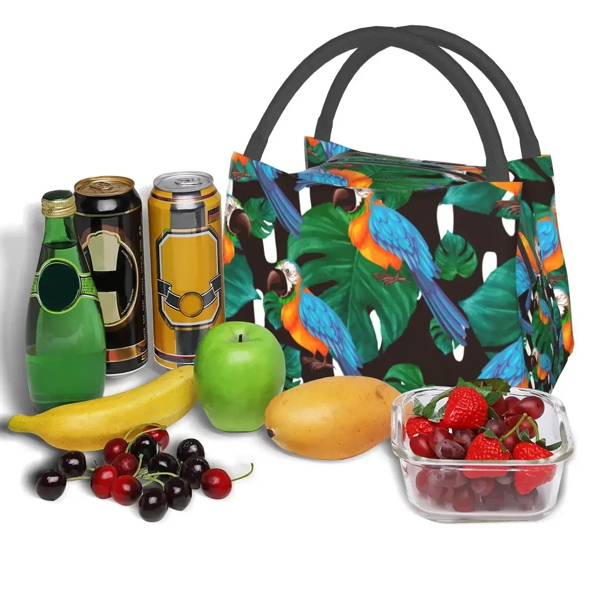 

Birds Lunch Bag Palm Leaves Print Fashion Lunch Box Travel Portable