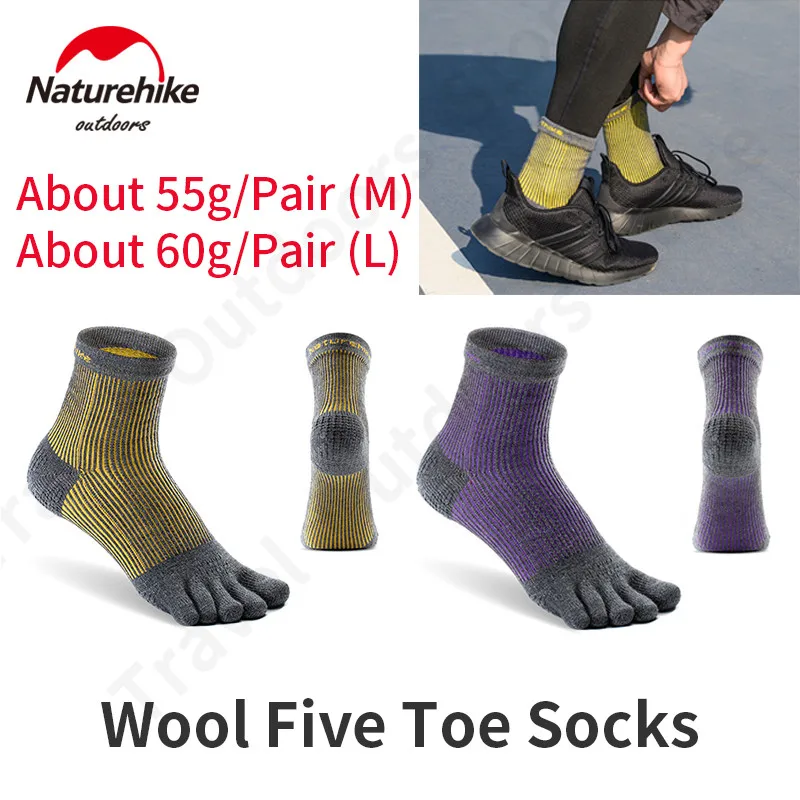 Naturehike 1 Pairs Wool Toe Socks Running Fitness Outdoor Sports Socks Winter Thickening Warm Men Women For Hiking Cycling