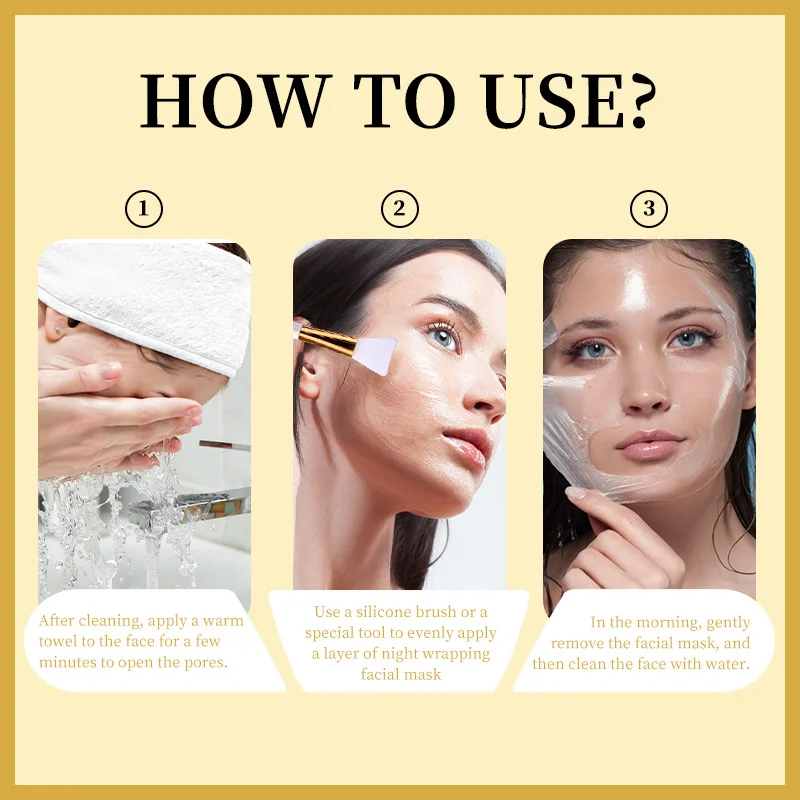 Kojic Acid Turmeric Overnight Wrapping Peel Off Mask Nourishes Hydrolyzed Collagen Glowing Skin Skin Firmnes Women Skincare 4