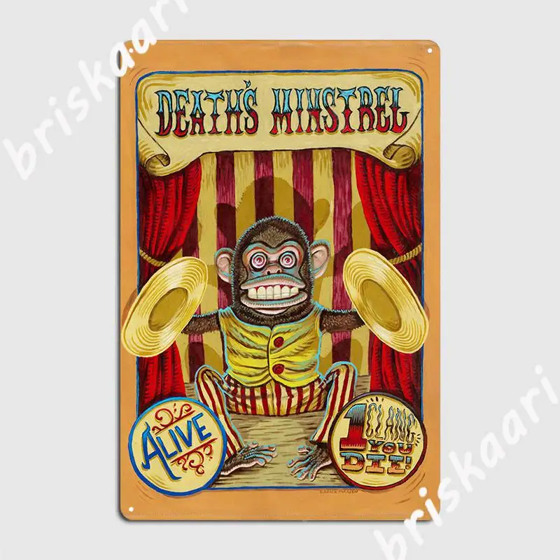 Cartel de placa de Metal de Death S Minstrel Jolly Chimp Sideshow, cartel Vintage para decoración de garaje, pared de sala de estar, Pub
