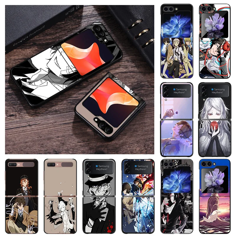 Matte Phone Case For Samsung Galaxy Z Flip6 5G Flip5 Flip4 Flip3 ZFlip 6 3 4 5 Bungou Stray Dogs Hard Black Cover