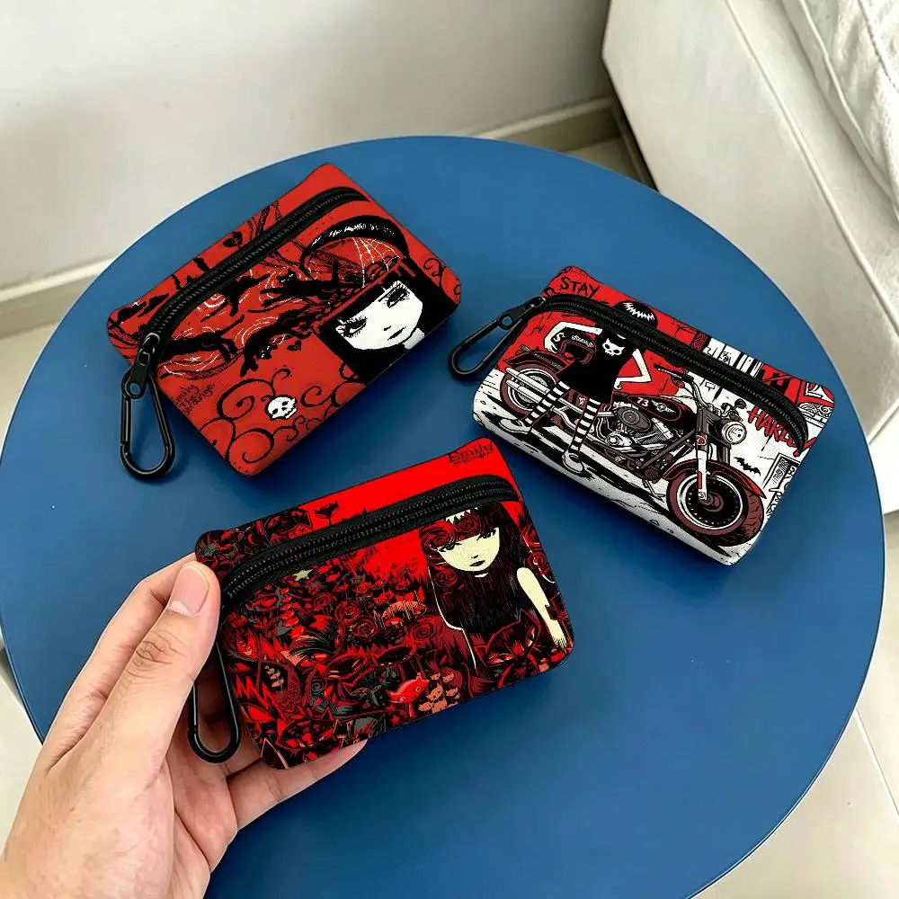 Comics Emily The Strange Waterproof Oxford Cloth Zipper Wallet Portable Hanging Small Coin Purse For Travel