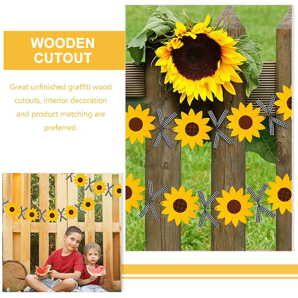 1Set Wood Sunflower Cutouts Unfinished Wooden Slices DIY Painting Craft Accessories Party Decor Wood Sunflower Cutout