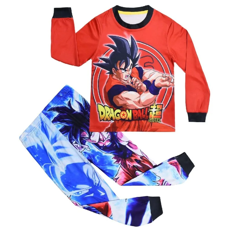 

Пижама в стиле аниме Dragon Ball Goku, комплект из 2 предметов, детская мягкая одежда для сна, свободная домашняя одежда, весна-осень, брюки с длинными рукавами, костюм, пижамы, подарки