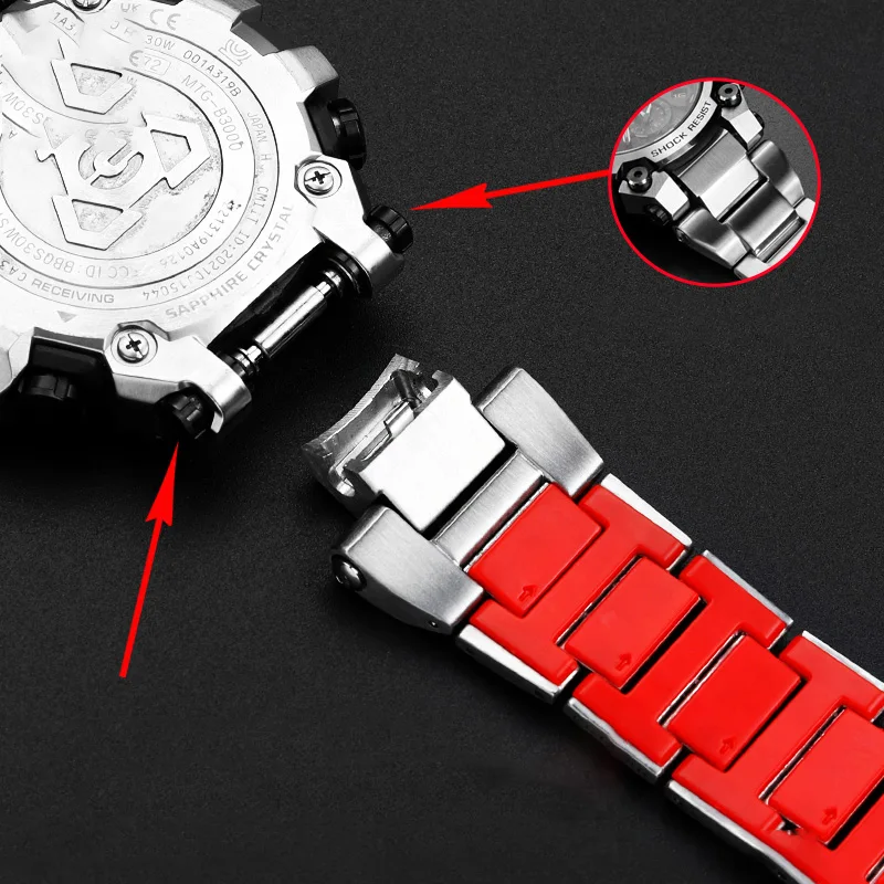 tainless steel watchband for Casio MTG-B3000 series steel quick release stainless steel watch strap accessories men's  bracelet