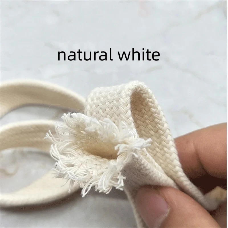 White Flat Cotton Rope, Hollow Webbing Cord, Clothes Pants, Cap Drawstring, Macrame Cuerda De Algodon, 6mm, 10mm, 12mm, 15mm