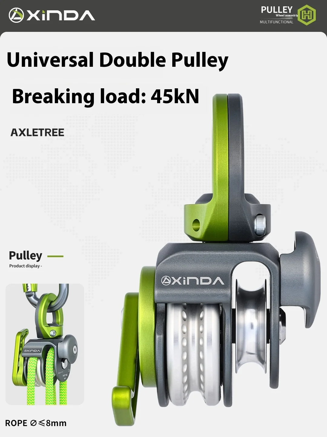 Losmaakbaar tweewegkrachtvermenigvuldigend katrolsysteem 4:1 is een efficiënte hijs- en reddingskatrolenset bespaart moeite