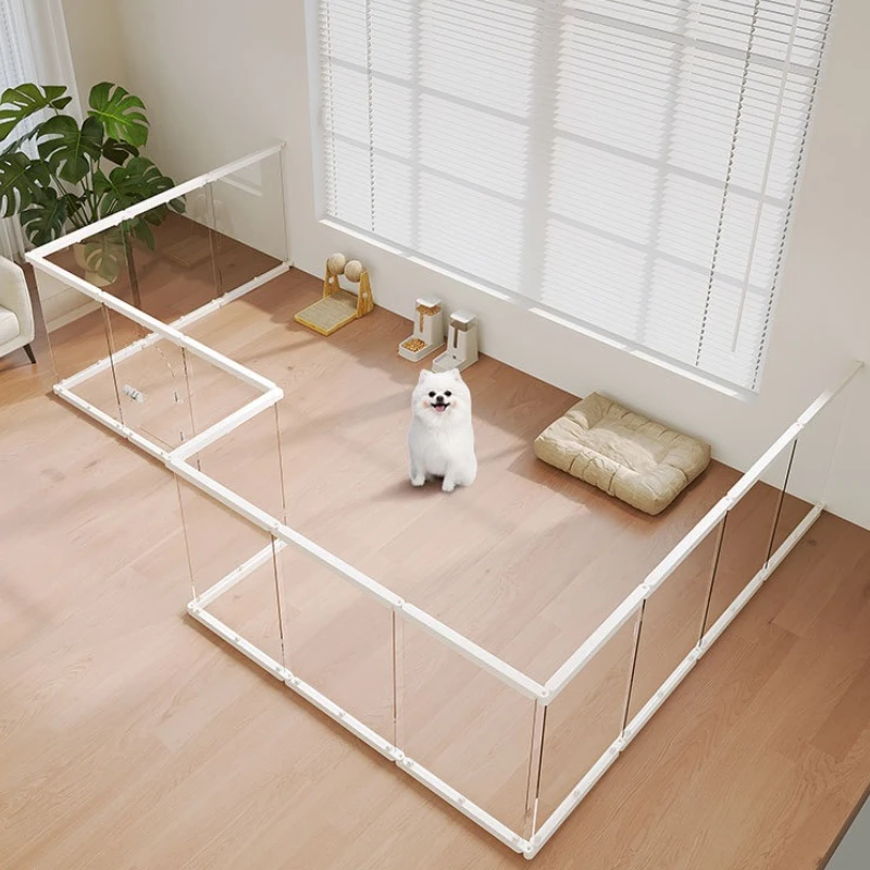 Transparent Dog Playpen with Door Indoors Acrylic Dog Fence Bed Surrounded Dogs Security Barrier Puppy Child Safety Barrier view 5