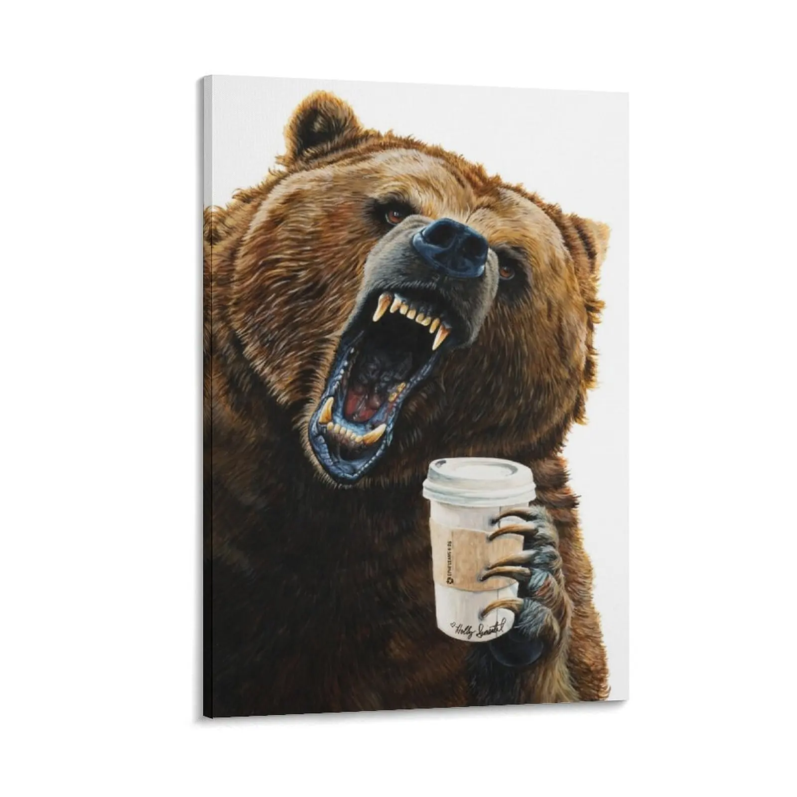 

Grizzly Mornings - give that bear some coffee Canvas Painting posters anime Decoration wall