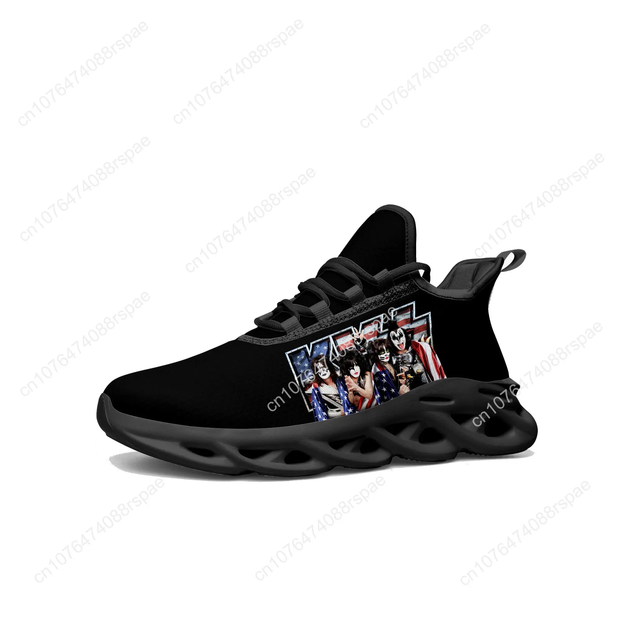 Kiss Metal Rock Band Flats Sneakers Mens Womens Sports Running Shoes High Quality Sneaker Lace Up Mesh Footwear Customize Shoe