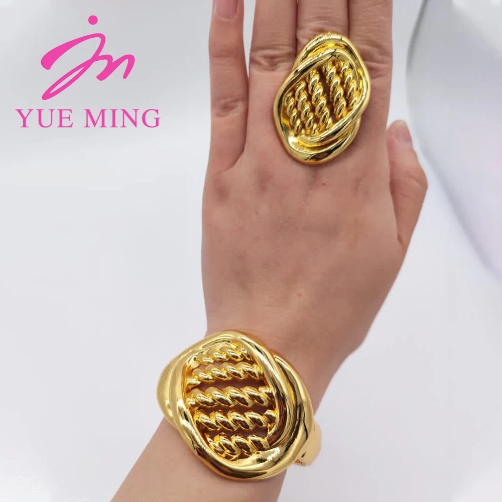 18K Gold Farbe Manschette Blume Armreif Ring Für Frauen Marokkanisches Frankreich Dubai Luxus Kupfer Armband Schmuck Nigerianischen Party Hochzeit geschenk