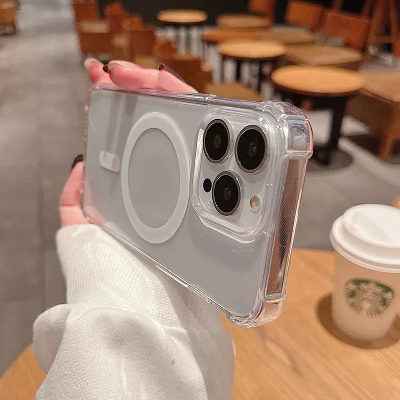 Luxury Transparent Magnetic For Magsafe Wireless Charge Cases For iPhone 15 14 13 12 11 15 Pro Max Shockproof Cover Accessories image 2