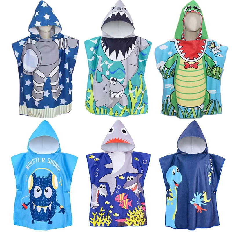 Baby Boys Towel Newborn Shower Wrap Blanket Cartoon Dinosaur Kid Hooded Cloak Infant Bathrob Baby Bath Towels Beach Hood Robe