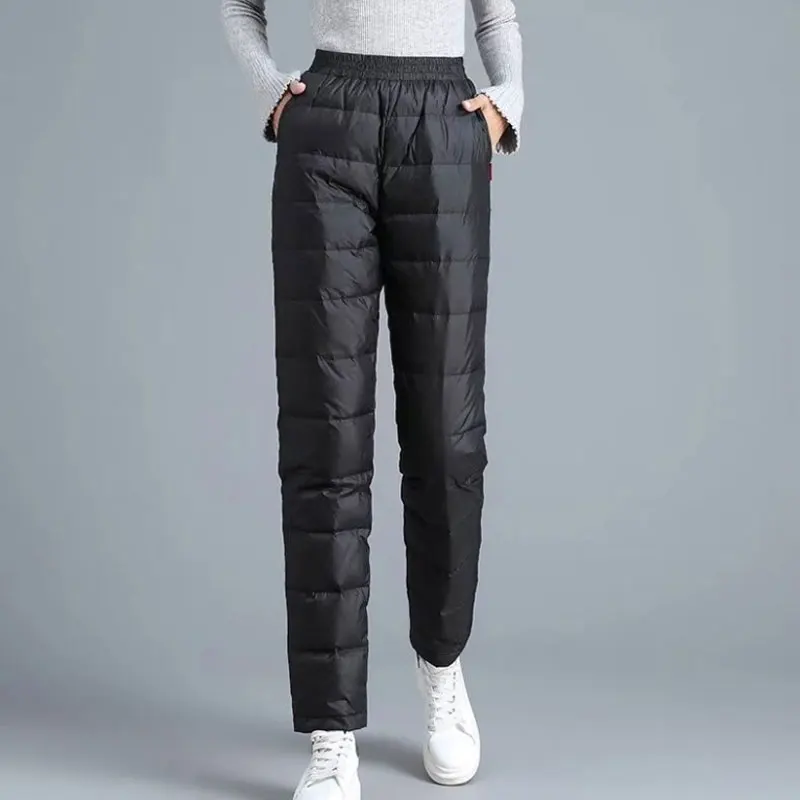 

Winter Warm Down Pants Casual Elastic Waist Ankle Length Sweatpants Women Basic Outdoor Windproof Thick CottonPants 2022 Women