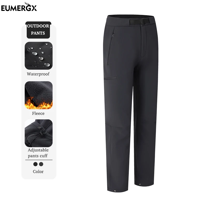 

EUMERGX Men's Women's Winter Fleece Pants Elastic Warm Waterproof Work Pants Unisex Hiking Climbing Trekking Skiing Trousers