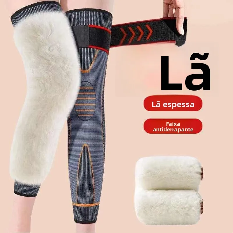 厚みのあるロングチューブ膝パッド滑り止めフリースメンズ冬用保護具女性用スタイル高齢者用冷え性対策足を締め付けない