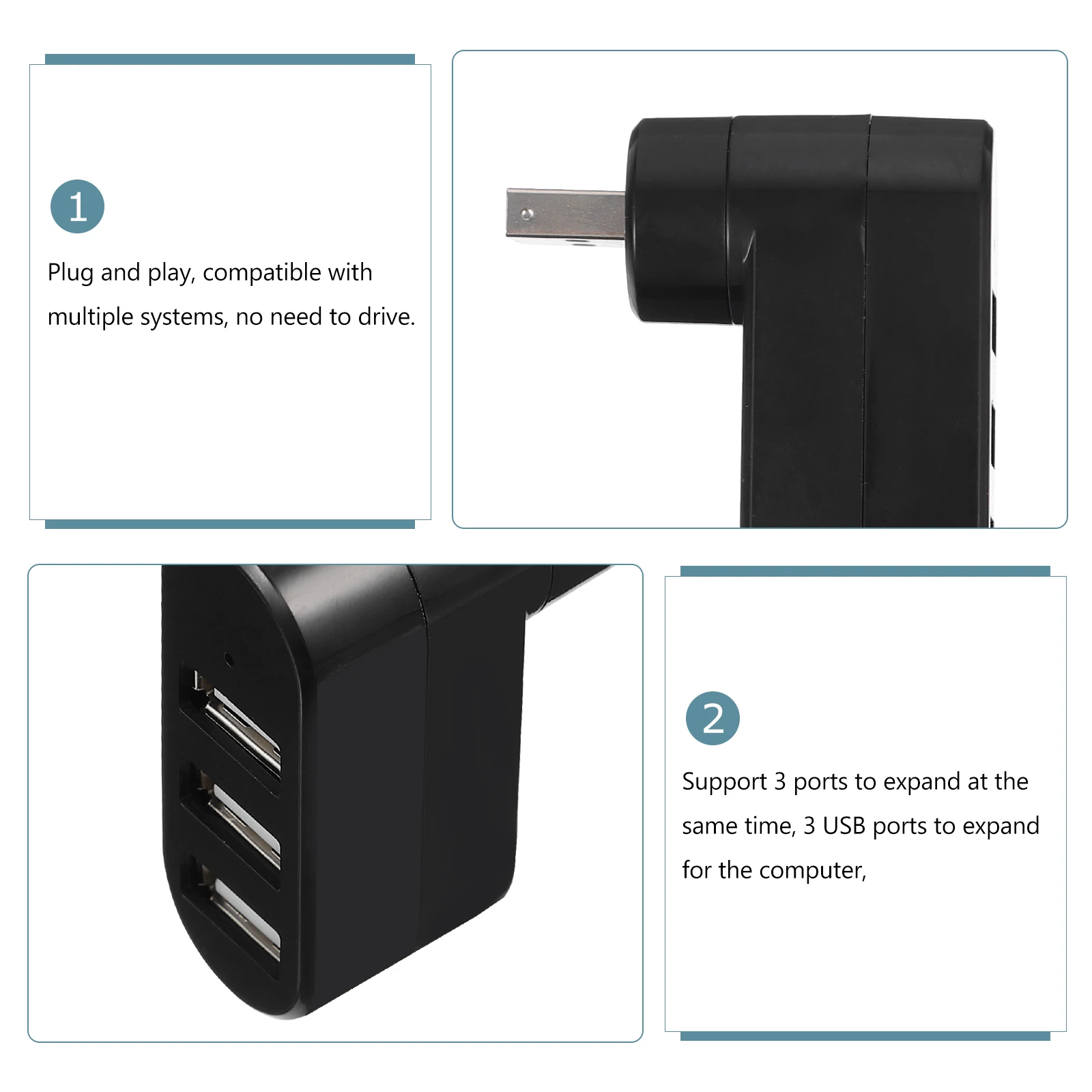 

2pcs Usb 3 Ports Usb 2.0 Hub Plastic Multi Port Adapter For Computer Data Transfer Charging Splitter Hub Compatible With