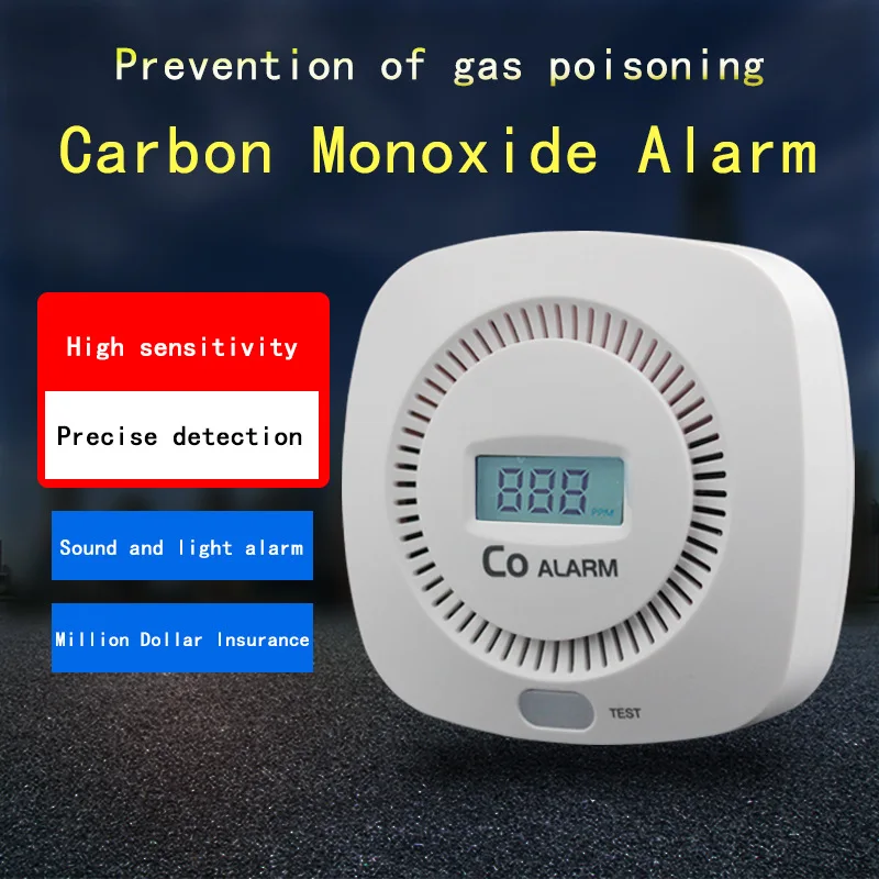 

Independent CO Alarm Sensor Carbon Monoxide Alarm Detector High Sensitive Warning LCD Display CO Alarm With UL2034