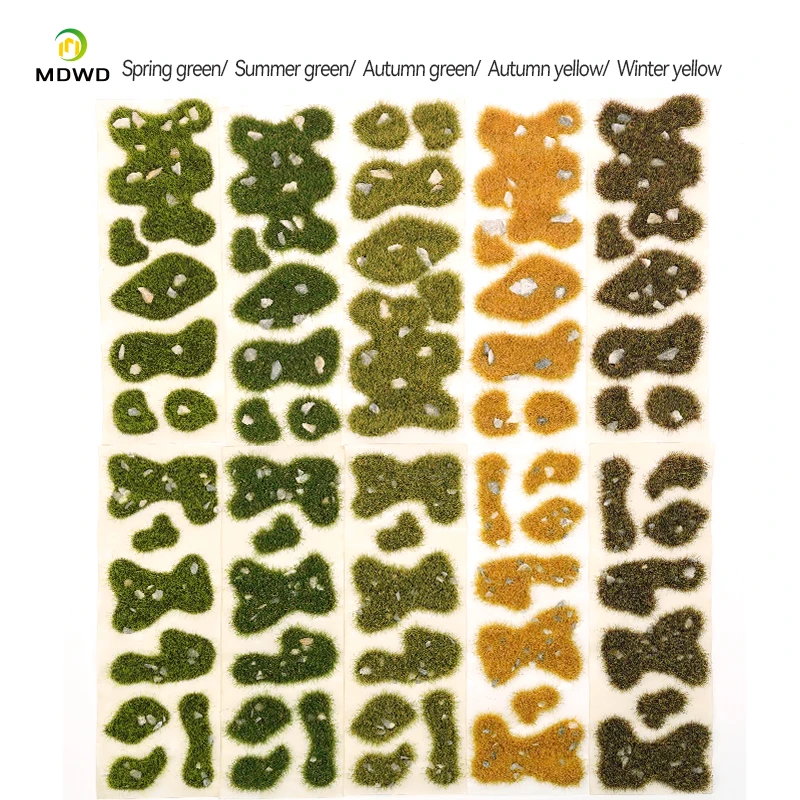 1 boîte de blocs de jardin d'herbe de modèle statique, blocs de pelouse miniatures faciles à utiliser, Kit de modèle de Terrain pour Diorama d'architecture de jardin