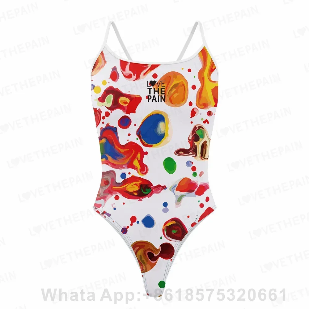 LOVE THE PAIN Women's One Piece Sexy Swimsuit Professional Athletic Competition Training Quick Dry Sports Training Swimwear