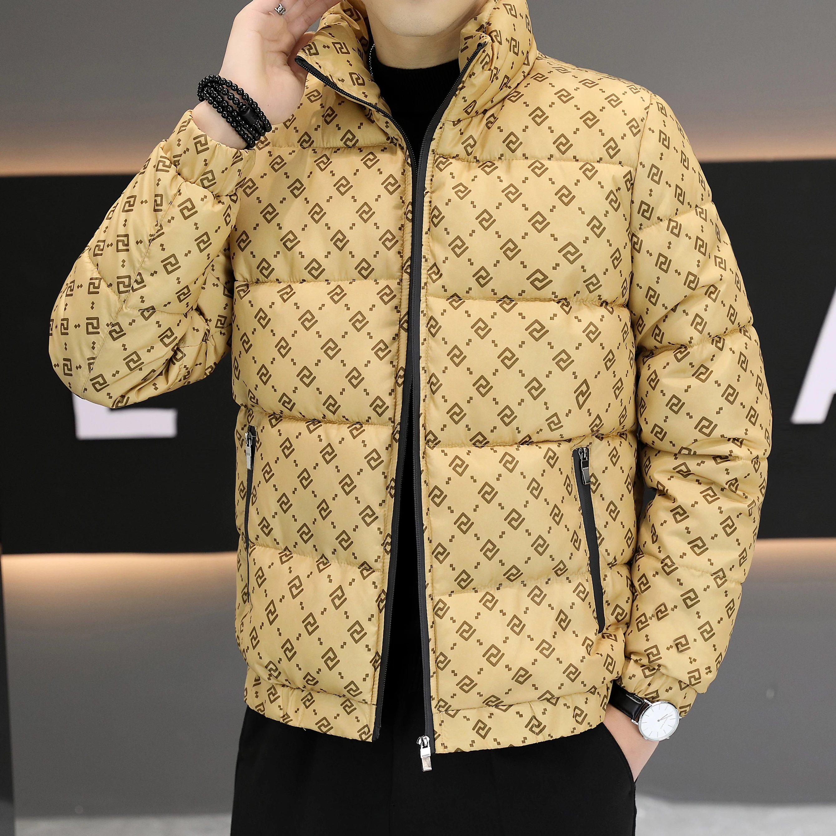 

Warm Cotton Jaet Men's Long Sve Stand Collar Slim Fit Faionable Casual Trendy Outerwear Youth ular Stand Size